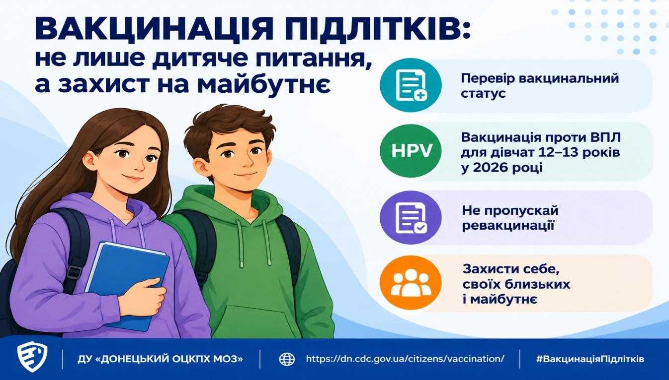 Вакцинація підлітків: не лише дитяче питання, а захист на майбутнє