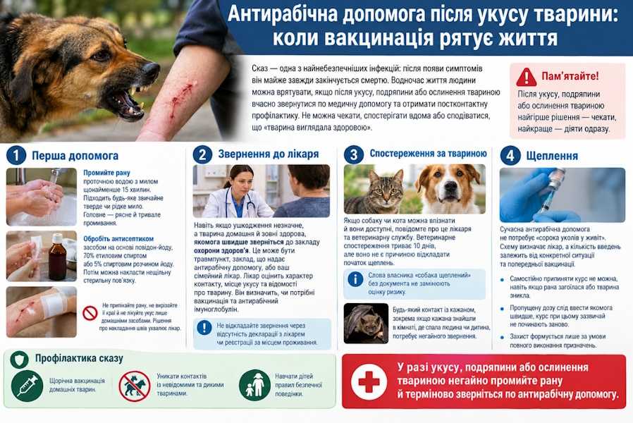 Антирабічна допомога після укусу тварини: коли вакцинація рятує життя